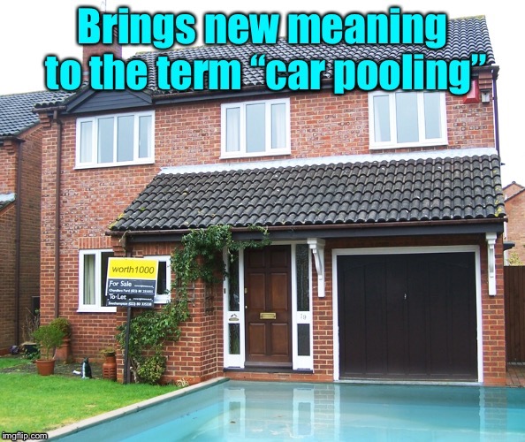I bet the pool salesman tells everyone they have room for a pool.  Hope they took the car out of the garage first. | . | image tagged in bad construction week,pool,driveway,memes,funny memes,drsarcasm | made w/ Imgflip meme maker