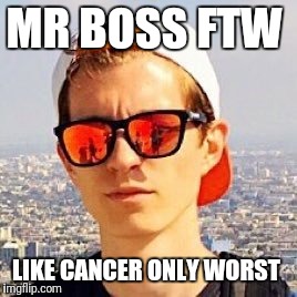 MR BOSS FTW; LIKE CANCER ONLY WORST | image tagged in mr boss ftw | made w/ Imgflip meme maker