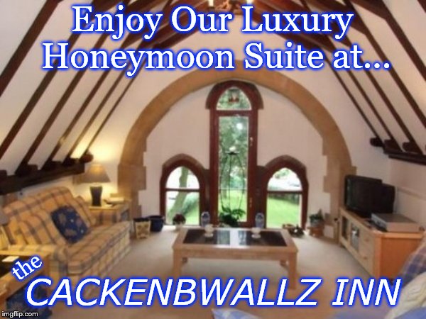 Bad Construction Week: Oct. 1-7. A DrSarcasm Event | Enjoy Our Luxury Honeymoon Suite at... CACKENBWALLZ INN; the | image tagged in bad construction week,drsarcasm | made w/ Imgflip meme maker