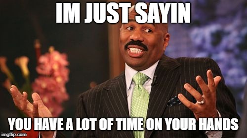 Steve Harvey Meme | IM JUST SAYIN YOU HAVE A LOT OF TIME ON YOUR HANDS | image tagged in memes,steve harvey | made w/ Imgflip meme maker