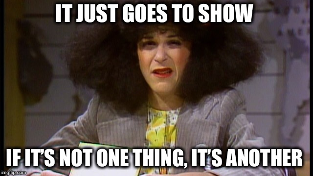 I miss Roseanne Roseannadanna | IT JUST GOES TO SHOW; IF IT’S NOT ONE THING, IT’S ANOTHER | image tagged in roseanne roseannadanna,gilda radner,snl | made w/ Imgflip meme maker