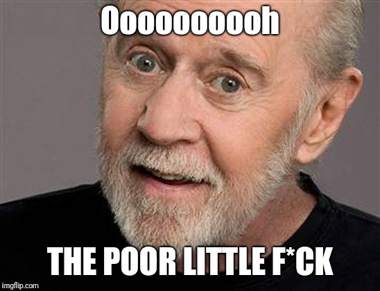 Oooooooooh; THE POOR LITTLE F*CK | image tagged in george carlin,sarcasm | made w/ Imgflip meme maker