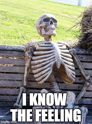Waiting Skeleton Meme | I KNOW THE FEELING | image tagged in memes,waiting skeleton | made w/ Imgflip meme maker