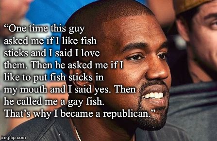 “One time this guy asked me if I like fish sticks and I said I love them. Then he asked me if I like to put fish sticks in my mouth and I said yes. Then he called me a gay fish. That’s why I became a republican.” | image tagged in gay | made w/ Imgflip meme maker