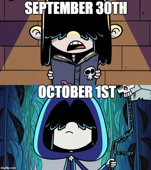 Lucy is ready for Halloween | SEPTEMBER 30TH; OCTOBER 1ST | image tagged in the loud house,nickelodeon,halloween,i love halloween,costume | made w/ Imgflip meme maker
