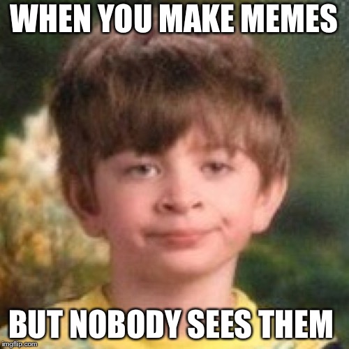 Annoyed face |  WHEN YOU MAKE MEMES; BUT NOBODY SEES THEM | image tagged in annoyed face | made w/ Imgflip meme maker