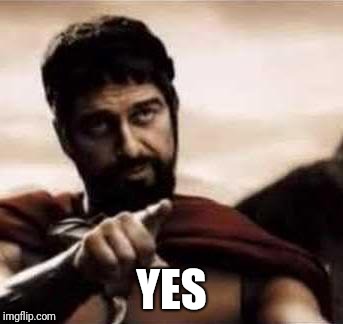 leonidas pointing | YES | image tagged in leonidas pointing | made w/ Imgflip meme maker