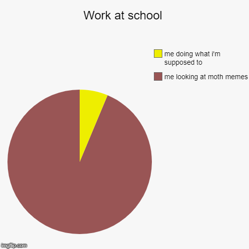 Work at school | me looking at moth memes, me doing what i'm supposed to | image tagged in funny,pie charts | made w/ Imgflip chart maker