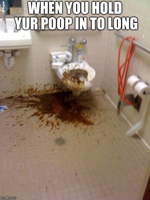 Girls poop too | WHEN YOU HOLD YUR POOP IN TO LONG | image tagged in girls poop too | made w/ Imgflip meme maker