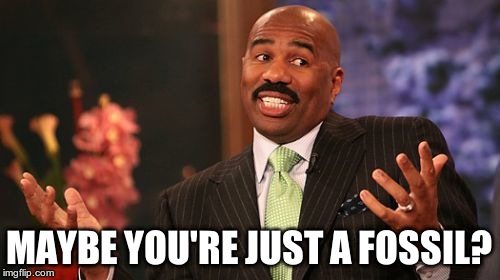 MAYBE YOU'RE JUST A FOSSIL? | image tagged in memes,steve harvey | made w/ Imgflip meme maker