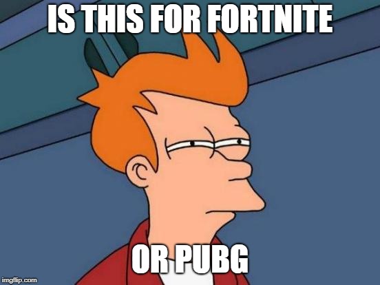 Futurama Fry Meme | IS THIS FOR FORTNITE OR PUBG | image tagged in memes,futurama fry | made w/ Imgflip meme maker