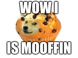 doge muffin | WOW I; IS MOOFFIN | image tagged in doge muffin | made w/ Imgflip meme maker