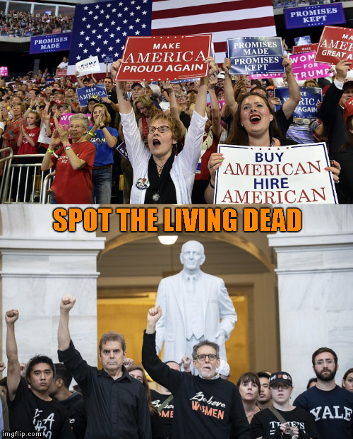 Law professors joining the fray | SPOT THE LIVING DEAD | image tagged in memes,harvard,yale,protests,women rights,enthusiasm | made w/ Imgflip meme maker