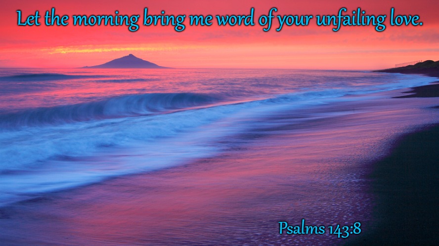 Let The Morning Bring Ne Word Of Your Unfailing Love | Let the morning bring me word of your unfailing love. Psalms 143:8 | image tagged in bible,holy bible,holy spirit,verse,bible verse,god | made w/ Imgflip meme maker