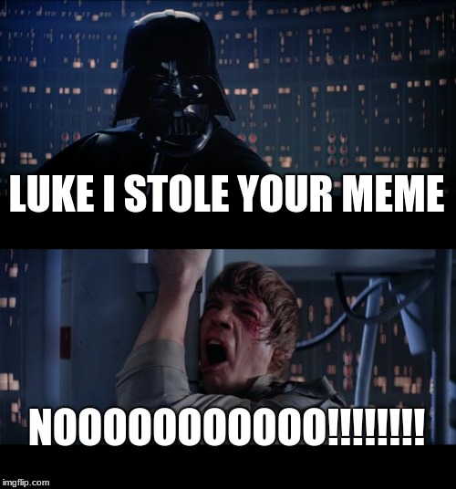 Star Wars No Meme | LUKE I STOLE YOUR MEME; NOOOOOOOOOOO!!!!!!!! | image tagged in memes,star wars no | made w/ Imgflip meme maker