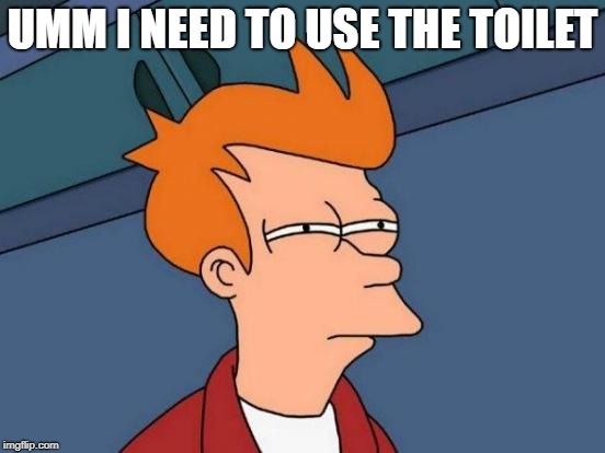 Futurama Fry Meme | UMM I NEED TO USE THE TOILET | image tagged in memes,futurama fry | made w/ Imgflip meme maker