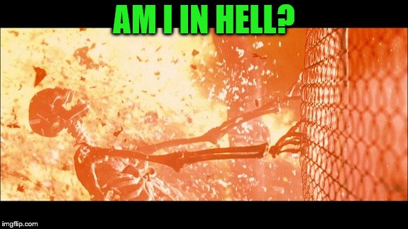 Nuclear Fire | AM I IN HELL? | image tagged in nuclear fire | made w/ Imgflip meme maker