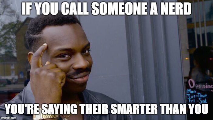Roll Safe Think About It | IF YOU CALL SOMEONE A NERD; YOU'RE SAYING THEIR SMARTER THAN YOU | image tagged in memes,roll safe think about it | made w/ Imgflip meme maker