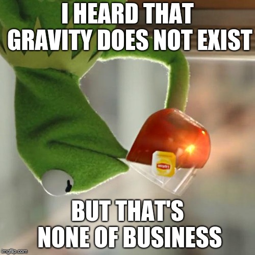 But That's None Of My Business | I HEARD THAT GRAVITY DOES NOT EXIST; BUT THAT'S NONE OF BUSINESS | image tagged in memes,but thats none of my business,kermit the frog | made w/ Imgflip meme maker