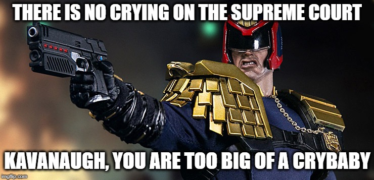 No Crying on the Supreme Court | THERE IS NO CRYING ON THE SUPREME COURT; KAVANAUGH, YOU ARE TOO BIG OF A CRYBABY | image tagged in memes,brett kavanaugh,supreme court,baby,drunk baby | made w/ Imgflip meme maker