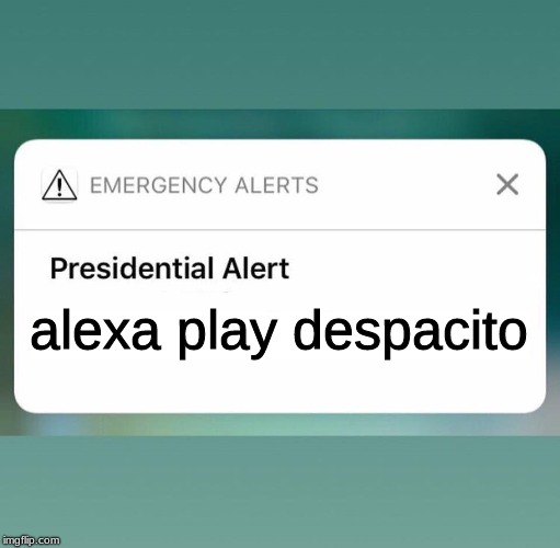 Presidential Alert | alexa play despacito | image tagged in presidential alert | made w/ Imgflip meme maker