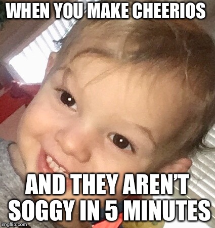 CHEERIOS |  WHEN YOU MAKE CHEERIOS; AND THEY AREN’T SOGGY IN 5 MINUTES | image tagged in cheerios | made w/ Imgflip meme maker
