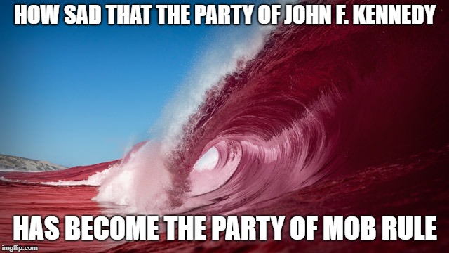 jfkmobrule | HOW SAD THAT THE PARTY OF JOHN F. KENNEDY; HAS BECOME THE PARTY OF MOB RULE | image tagged in jfkmobrule | made w/ Imgflip meme maker