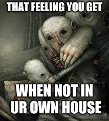 Idk why, nut it happened | THAT FEELING YOU GET; WHEN NOT IN UR OWN HOUSE | image tagged in scary,but that's not my fault | made w/ Imgflip meme maker
