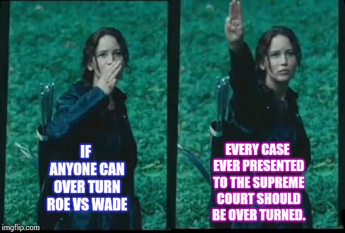 You Can't Pick And Choose.  It's Done.  Move On. | EVERY CASE EVER PRESENTED TO THE SUPREME COURT SHOULD BE OVER TURNED. IF ANYONE CAN OVER TURN ROE VS WADE | image tagged in hunger games | made w/ Imgflip meme maker