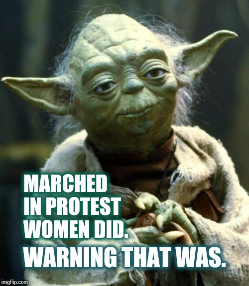 Can You Even Begin To Imagine The Centuries Of Pent Up Anger?   | MARCHED IN PROTEST WOMEN DID. WARNING THAT WAS. | image tagged in memes,star wars yoda,bloody,hell,meme,strong women | made w/ Imgflip meme maker