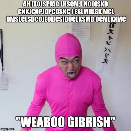 Pink Guy Screaming  | AH IXOJSPJAC LKSCM;L NCOISKD CNKJCOPJOPCDSKC I ESLMDLSK MCL DMSLCLSDCOJEOIJCSIDOCLKSMD OCMLKXMC; "WEABOO GIBRISH" | image tagged in pink guy screaming | made w/ Imgflip meme maker