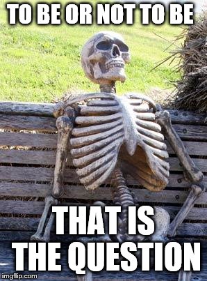 Waiting Skeleton | TO BE OR NOT TO BE; THAT IS THE QUESTION | image tagged in memes,waiting skeleton | made w/ Imgflip meme maker