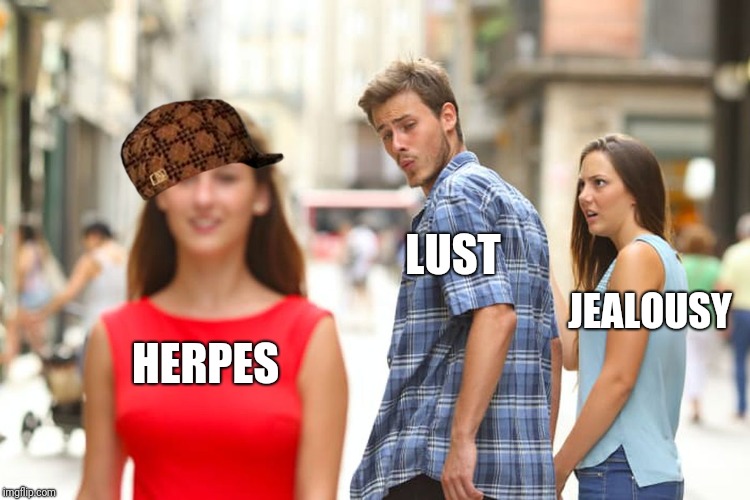 The political Grass, isn't always Greener | LUST; JEALOUSY; HERPES | image tagged in memes,distracted boyfriend,scumbag | made w/ Imgflip meme maker