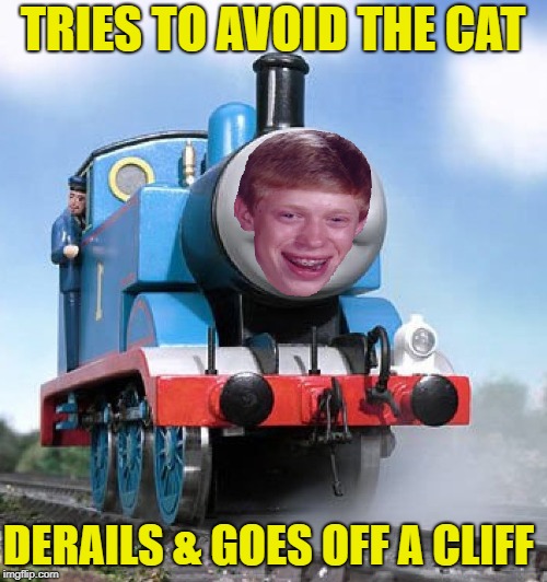 TRIES TO AVOID THE CAT DERAILS & GOES OFF A CLIFF | made w/ Imgflip meme maker