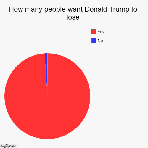 So pity of people wants Donald Trump | How many people want Donald Trump to lose | No, Yes | image tagged in funny,pie charts,donald trump | made w/ Imgflip chart maker