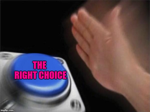 Blank Nut Button Meme | THE RIGHT CHOICE | image tagged in memes,blank nut button | made w/ Imgflip meme maker