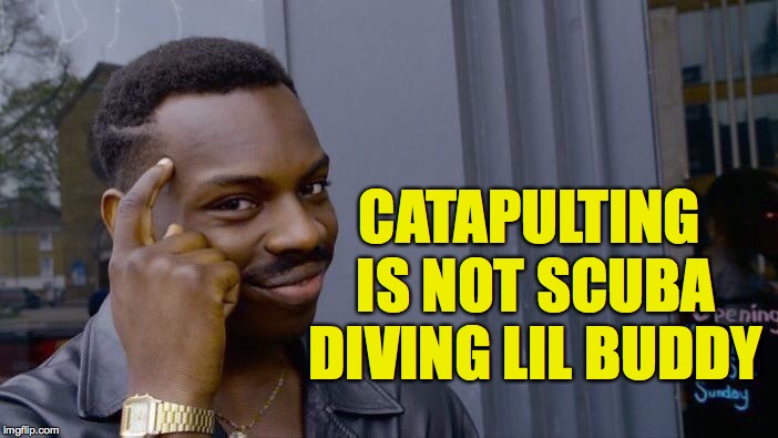 Roll Safe Think About It Meme | CATAPULTING IS NOT SCUBA DIVING LIL BUDDY | image tagged in memes,roll safe think about it | made w/ Imgflip meme maker