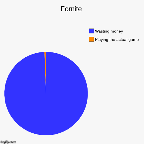 Fornite | Playing the actual game , Wasting money | image tagged in funny,pie charts | made w/ Imgflip chart maker