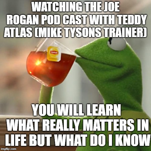 Man Manual | WATCHING THE JOE ROGAN POD CAST WITH TEDDY ATLAS (MIKE TYSONS TRAINER); YOU WILL LEARN WHAT REALLY MATTERS IN LIFE BUT WHAT DO I KNOW | image tagged in memes,but thats none of my business,kermit the frog | made w/ Imgflip meme maker