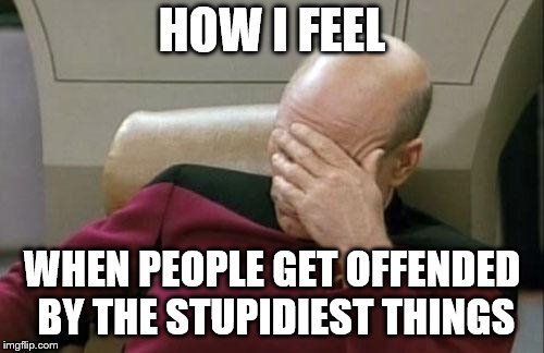 that's lyfe -_- | HOW I FEEL; WHEN PEOPLE GET OFFENDED BY THE STUPIDIEST THINGS | image tagged in memes,captain picard facepalm | made w/ Imgflip meme maker