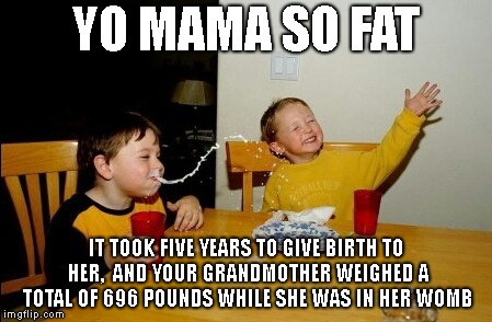 This is the best Yo Mama joke Brody Foxx never used | YO MAMA SO FAT; IT TOOK FIVE YEARS TO GIVE BIRTH TO HER,  AND YOUR GRANDMOTHER WEIGHED A TOTAL OF 696 POUNDS WHILE SHE WAS IN HER WOMB | image tagged in memes,yo mamas,fat,yo mama | made w/ Imgflip meme maker