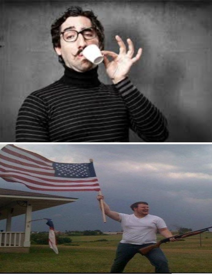 Pretentious Hipster vs. Real 'Merican Blank Meme Template