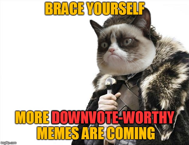 Brace Yourselves X is Coming Meme | BRACE YOURSELF MORE DOWNVOTE-WORTHY MEMES ARE COMING DOWNVOTE-WORTHY | image tagged in memes,brace yourselves x is coming | made w/ Imgflip meme maker