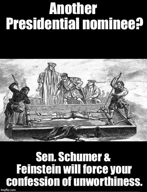 The Senate Inquisition | . | image tagged in memes,senate confirmation process,presidential nominees,brutality,torture,false confession | made w/ Imgflip meme maker
