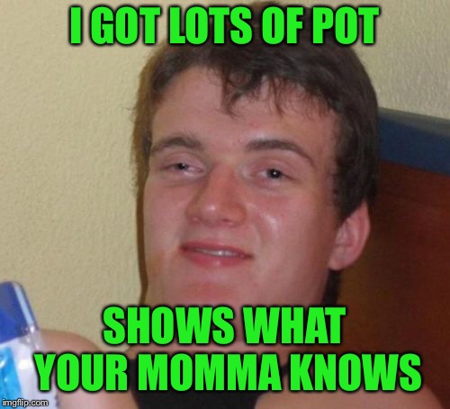 10 Guy Meme | I GOT LOTS OF POT SHOWS WHAT YOUR MOMMA KNOWS | image tagged in memes,10 guy | made w/ Imgflip meme maker