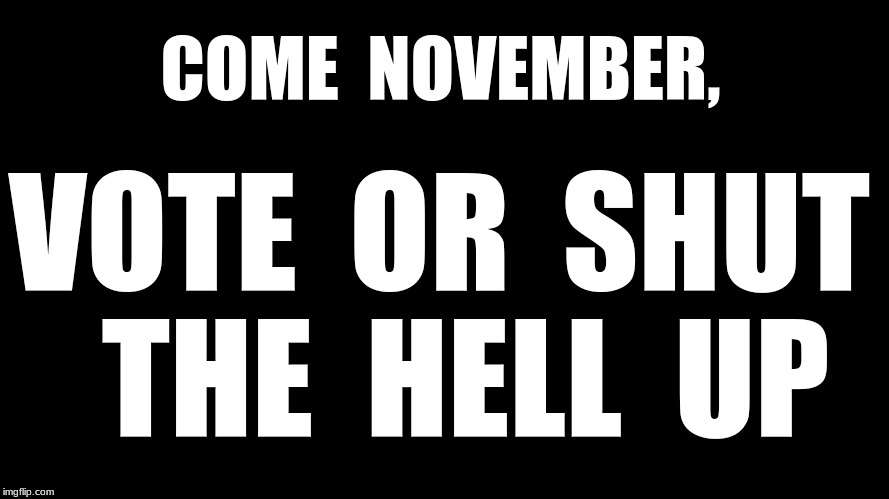 Blank Black Horizontal | COME  NOVEMBER, VOTE  OR  SHUT  THE  HELL  UP | image tagged in vote,shut up | made w/ Imgflip meme maker