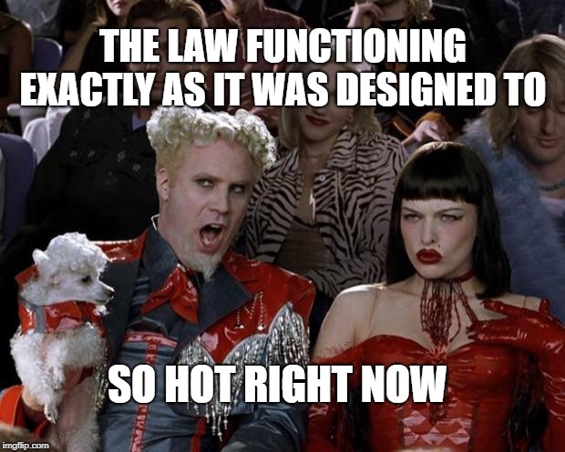 Mugatu So Hot Right Now Meme | THE LAW FUNCTIONING EXACTLY AS IT WAS DESIGNED TO SO HOT RIGHT NOW | image tagged in memes,mugatu so hot right now | made w/ Imgflip meme maker