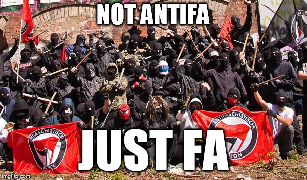 Antifa | NOT ANTIFA JUST FA | image tagged in antifa | made w/ Imgflip meme maker