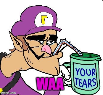 Waluigi Drinking Tears | WAA | image tagged in waluigi drinking tears | made w/ Imgflip meme maker