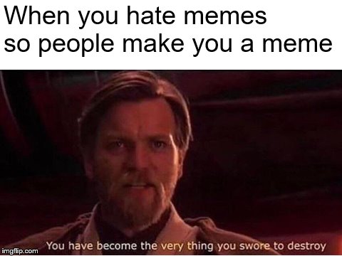 Ironic | When you hate memes so people make you a meme | image tagged in memes,star wars,star wars prequels,hate | made w/ Imgflip meme maker